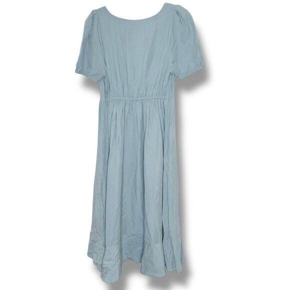 Hatch Collection The Tisha Ruffle Hem Midi Dress Maternity Sky Blue Size 2 - Med - Picture 6 of 14